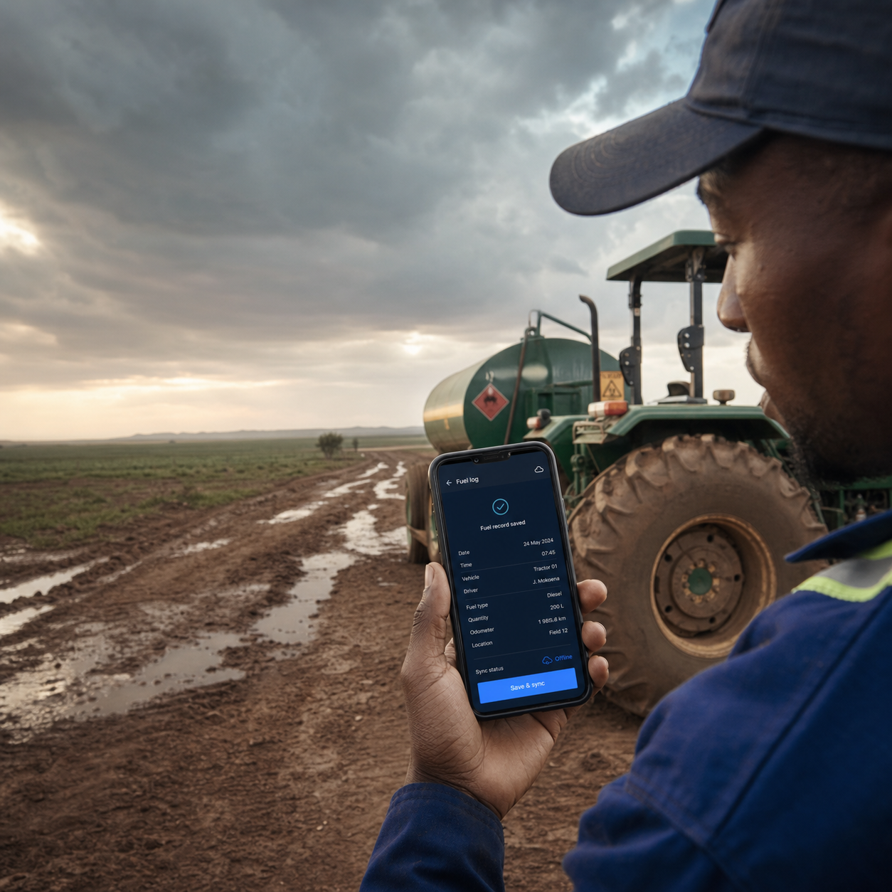 Fuel being logged from a remote field without mobile connectivity